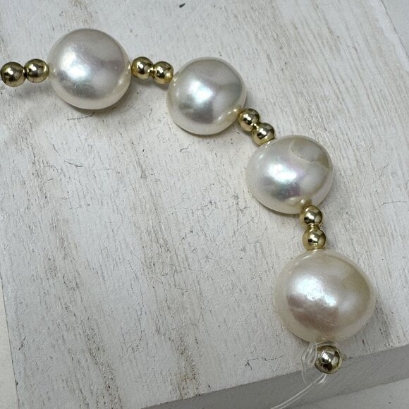 Elegant Freshwater Pearls Loose Beads 14 by 10 mm Button Shape - Picture 2 of 5